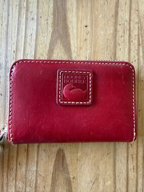 Dooney & Bourke Red Leather Zip Card Wallet
